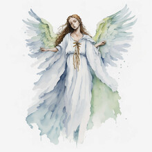 Angel Gabriel Watercolor On White Background