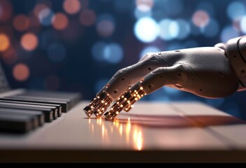 Poster - smart machine typing text on a computer - cyber and digital business generated by ai