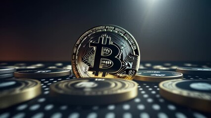 Poster - Vibrant Bitcoin Illustration as Digital Cryptocurrency Concept in 8K created with generative ai technology