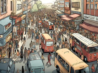 a comic city scene