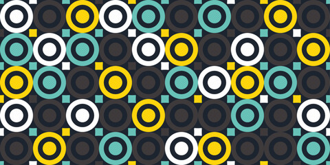 Poster - Mosaic of circles, repeating circles and rings. Vector pattern for design and decoration, on a seamless surface. Seamless repeating pattern.