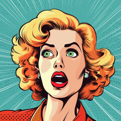 Pop Art style comic book panel with terrified woman in a panic screaming in fear vector poster design illustration,  Created using generative AI tools.