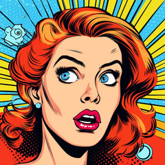 Pop Art style comic book panel with terrified woman in a panic screaming in fear vector poster design illustration,  Created using generative AI tools.