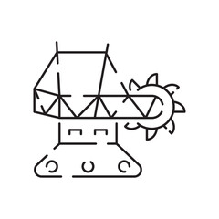 Poster - Minin line icon. Extraction of minerals in the mine and surface. Power and energy production, electric industry, world ecology conservation, coal mining minerals