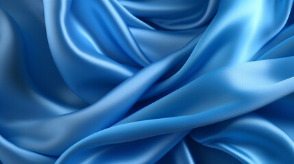 Blue silk fabric. Silk texture with great definition. AI generated image.