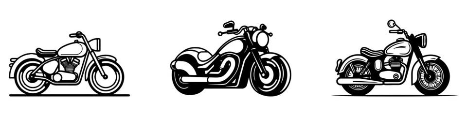 Wall Mural - Set of motorcycles silhouettes isolated on white. Vector illustration