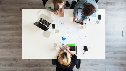 Aufkleber - Group, meeting and time lapse above of office, team and people working on project with speed, commitment and collaboration. Startup, agency and fast creative workforce in planning target or strategy