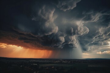 Wall Mural - Dramatic stormy sky. Climate change concept. AI generated, human enhanced.