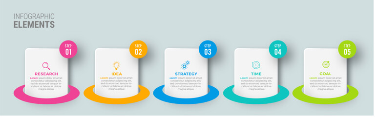 Business infographic template design icons 5 options or steps