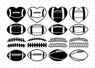 Wall Mural - American Football Silhouette, American Football SVG Cut Files, Football Silhouette, Heart Shape Ball Svg, Sports Svg, Football Bundle, SB00100