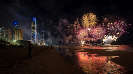 Gold Coast, Queensland, Australia - Seafire 2023 fireworks festival in Surfers Paradise