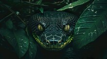 Black Snake, Wild Life Animal National Geographic, Close Up - AI Generative