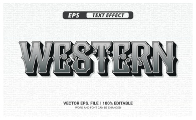 Wall Mural - Western editable 3d vintage text effect