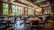 © radekcho - Dine in style, tables ready at a large luxury restaurant with modern ambiance