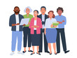 © tynyuk - Multinational business team. Colleagues, company employees, men and women of different ages and races on a white background
