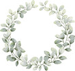 Watercolor wreath with green leaves