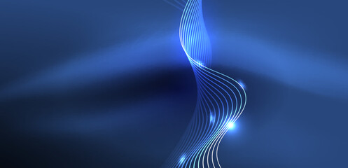 Aufkleber - Abstract background neon wave. Hi-tech design for wallpaper, banner, background, landing page, wall art, invitation, prints, posters