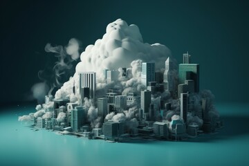 Poster - Cloud computing city. Generate Ai