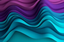 Colorful Purple Turquoise Wave Paper. Generate Ai