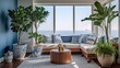 Inspiring office interior design Coastal style Lounge featuring Ocean view architecture. Generative AI AIG 31.