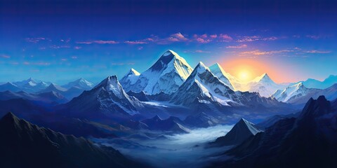 Canvas Print - AI Generated. AI Generative. High mountain great landscape adventure nepal outdoor motivation. Graphic Art