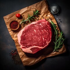 Wall Mural - Raw Beef Steak on Cutting Board