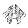  Big cotton shirt with geometric pattern in square outline for coloring on a white background