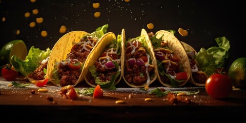 AI Generated. AI Generative. Photo illustration of traditional mexican meal dinner food tacos. Graphic Art