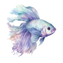Pastel Fish Watercolor Clipart Illustration, Mermaid Watercolor, Sealife, Oceanlife, Under The Sea Clipart, Made With Generative AI 