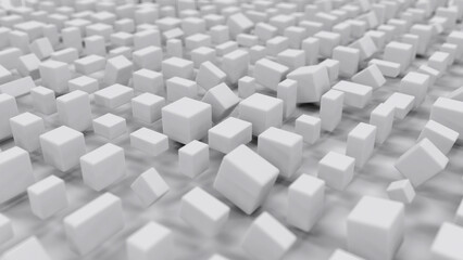 Wall Mural - many white blocks geometrical graphics - cg concept - abstract 3d rendering