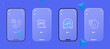 Collection of delivery icons illustrating various aspects of product shipping and delivery. Efficient, reliable, fast. Glassmorphism style. Ui phone app