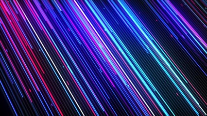 Poster - Blue theme line seamless loop technology background, blue lines 3d animation with particles mix, and pink and purple line add