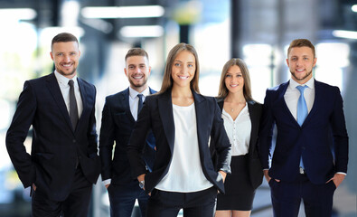 Sticker - Portrait of happy business partners looking at camera