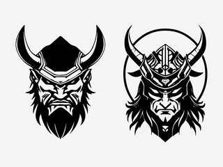 Wall Mural - Powerful and fierce hand drawn samurai logo design illustration, embodying strength, honor, and warrior spirit for your brand Generative AI