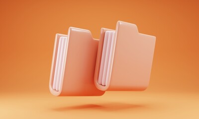 Poster - 3d rendering file document icon isolated on orange background