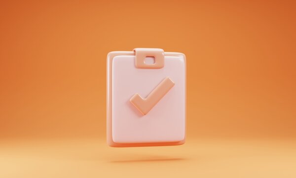 3d rendering clipboard with checklist sign. 3d render illustration