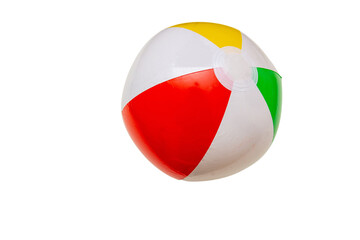 Colorful beach ball isolated on transparent background, PNG, 