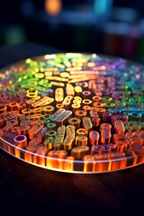 Poster - An agar plate displaying bacterial colonies in the shape of letters, spelling out a word or a pattern.  Generative AI technology.