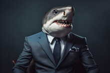 Shark In A Business Suit. Generative AI.