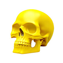 Realistic Yellow Skull On Transparent Background Created With Generative AI