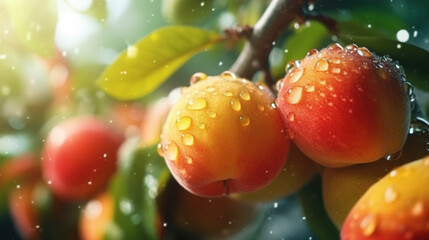 Wall Mural - Ripe peaches on the tree