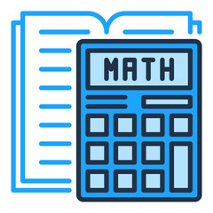 Wall Mural - Calculator with Book vector Mathematics concept blue icon