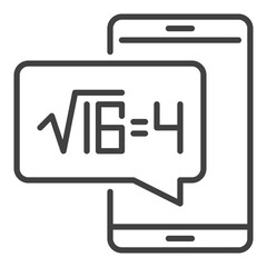 Poster - Smartphone with Square Root of 16 vector Math concept outline icon