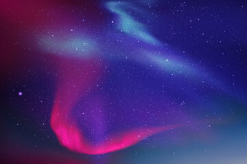 Sticker - colorful polar lights. night starry sky. purple blue aurora borealis