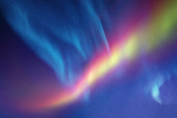Sticker - blue purple yellow aurora borealis. polar lights in night starry sky