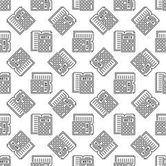 Poster - Book and Calculator vector Math concept outline seamless pattern