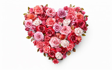 heart shaped rose bouquet, Vintage flowers and the delicate leaves of roses come together in a romantic heart vignette   Generative AI