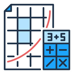 Poster - Calculator and Paper vector Mathematics concept colored icon