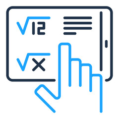 Poster - Math Education on Tablet Device vector Online Mathematics colored icon