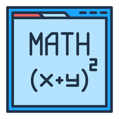 Poster - Web Browser with Math site vector Mathematics Education colored icon